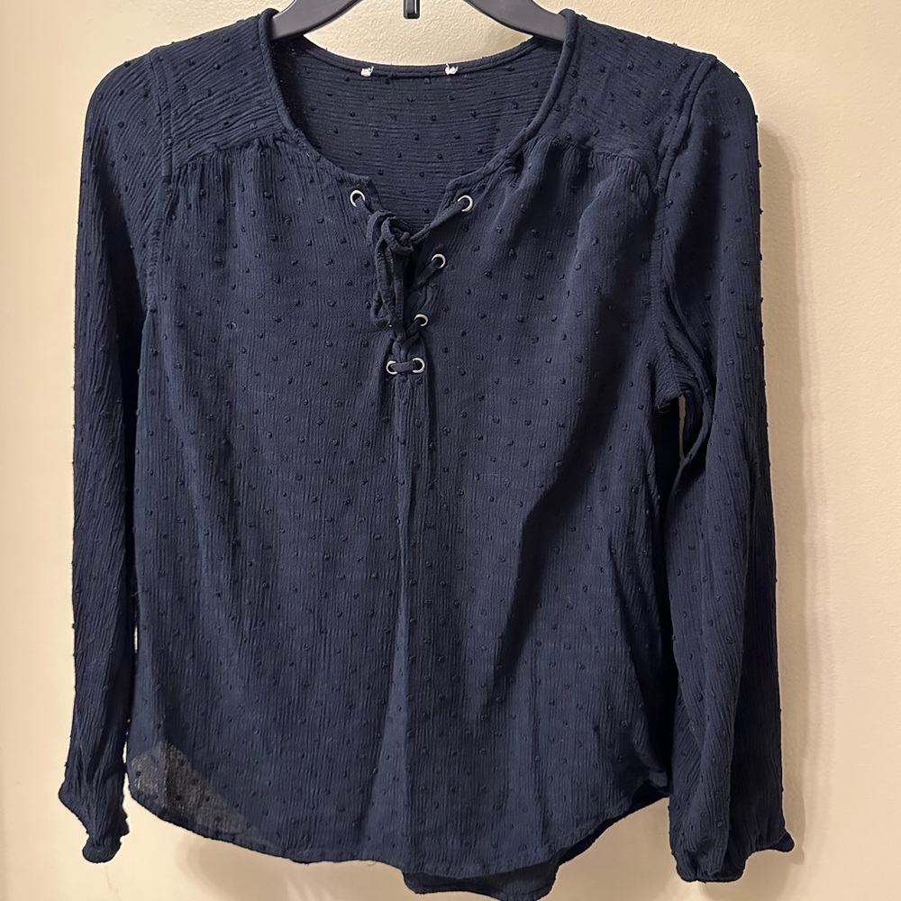 Black lace up top with dotted details